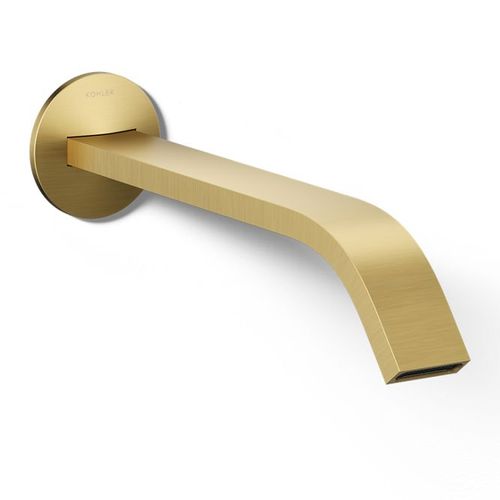 Main product image of Wall Mount Bathroom Sink Faucet Spout Only w/ Ribbon Design, 1.2 GPM (Vibrant Brushed Moderne Brass), K-T23888-2MB
