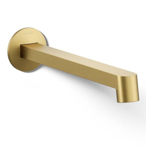 Main product image of Wall Mount Bathroom Sink Faucet Spout Only w/ Row Design, 1.2 GPM (Vibrant Brushed Moderne Brass), K-T23889-2MB