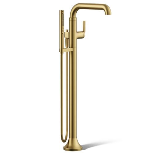 Main product image of Tone Floor Mount Bath Filler Trim w/ Handshower (Vibrant Brushed Moderne Brass)