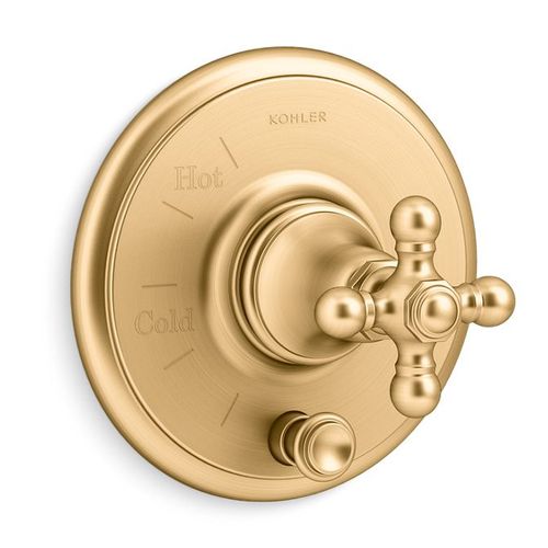 Main product image of Artifacts Rite-temp Valve Trim w/ Push-button Diverter And Cross Handle (Vibrant Brushed Moderne Brass)