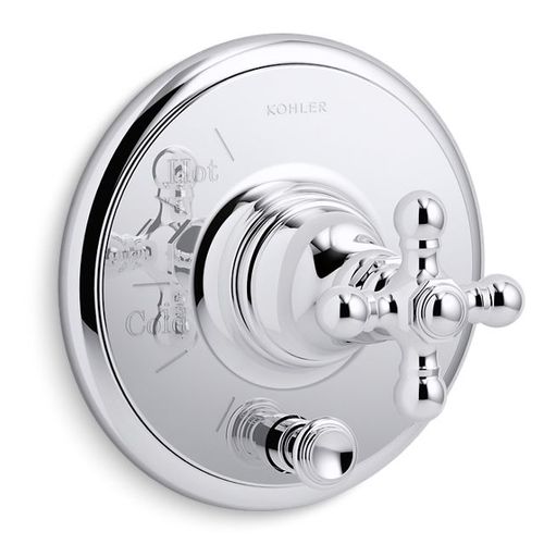 Main product image of Artifacts Rite-temp Valve Trim w/ Push-button Diverter And Cross Handle (Polished Chrome)