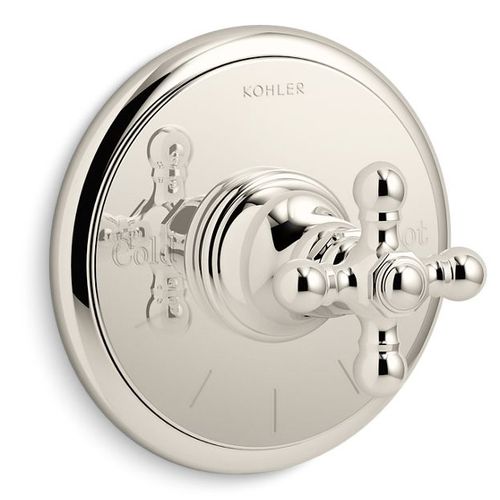 Main product image of Artifacts Mastershower Temperature Control Valve Trim w/ Cross Handle (Vibrant Polished Nickel)