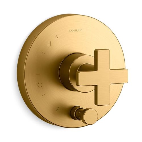 Main product image of Composed Rite-temp Valve Trim w/ Push-button Diverter And Cross Handle (Vibrant Brushed Moderne Brass)
