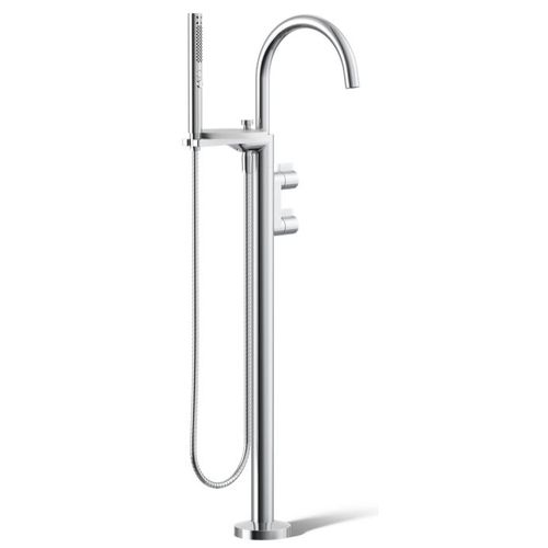 Main product image of Floor-Mount Bath Filler Trim w/ Lever Handles And Handshower (Polished Chrome), K-T77984-4-CP