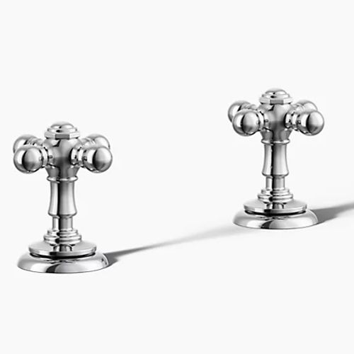 Main product image of Deck-Mount Bath Faucet Handle Trim w/ Cross Design (Polished Chrome)