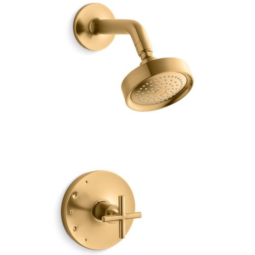 Main product image of Purist Rite-temp Shower Trim Kit w/ Cross Handle, 2.5 GPM (Vibrant Brushed Moderne Brass)