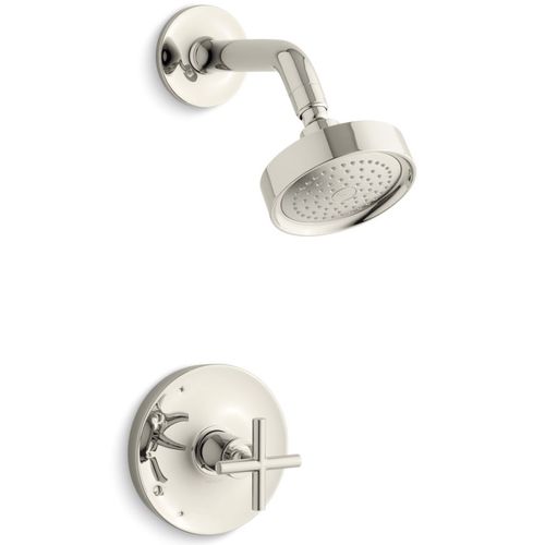Main product image of Purist Rite-temp Shower Trim Kit w/ Cross Handle, 2.5 GPM (Vibrant Polished Nickel)