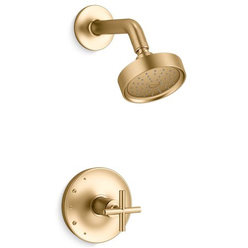 Main product image of Purist Rite-temp Shower Trim Kit w/ Cross Handle, 1.75 GPM (Vibrant Brushed Moderne Brass)