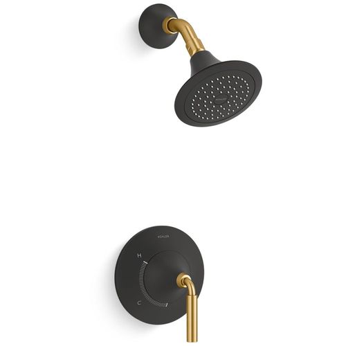 Main product image of Tone Rite-temp Shower Trim Kit, 2.5 GPM (Matte Black w/ Brushed Moderne Brass)