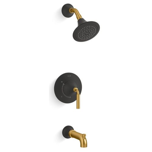 Main product image of Tone Rite-temp Bath And Shower Trim Kit, 2.5 GPM (Matte Black w/ Brushed Moderne Brass)