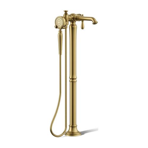 Main product image of Floor-Mount Bath Filler Trim w/ Handshower (Vibrant Brushed Moderne Brass), K-T72790-9M-2MB