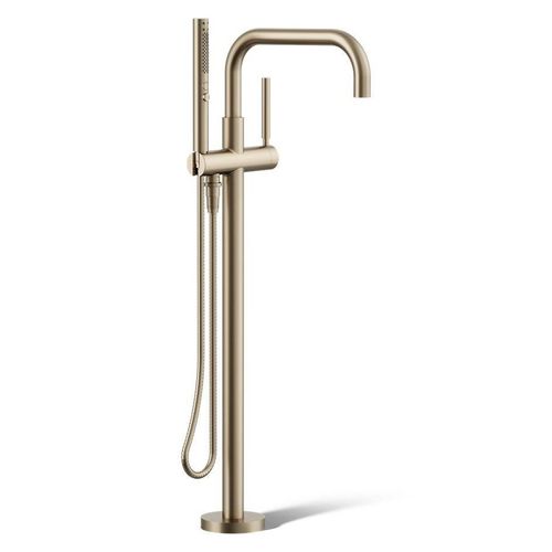 Main product image of Purist Floor-Mount Bathtub Filler Trim with Handshower (Vibrant Brushed Bronze), K-T97328-4-BV