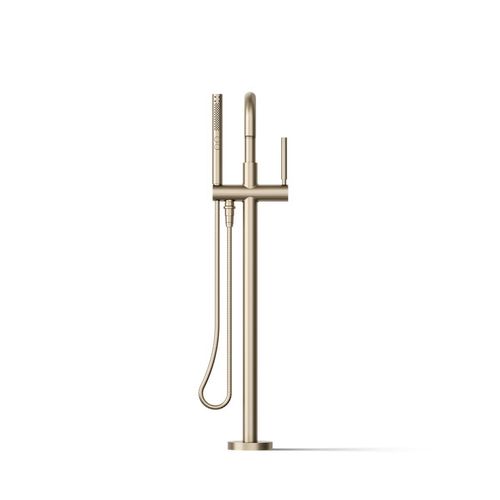 Main product image of Purist Floor-Mount Bathtub Filler Trim with Handshower (Vibrant Brushed Bronze), K-T97328-4-BV