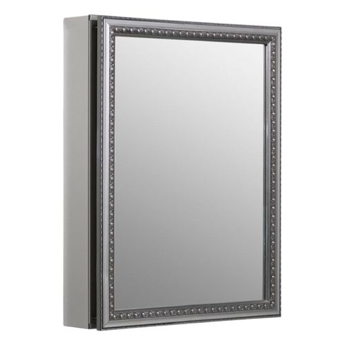 Main product image of 20" W X 26" H Aluminum Single-Door Medicine Cabinet w/ Decorative Silver Framed Mirrored Door, K-CB-CLW2026SS