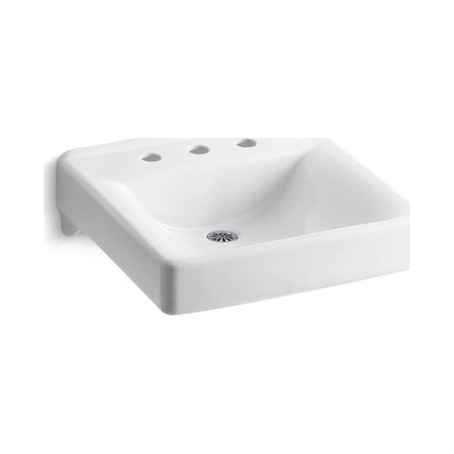 Main product image of 20" X 18" Wall-Mount/Concealed Arm Carrier Bathroom Sink w/ 8" Widespread Faucet Holes (White), K-2053-N-0