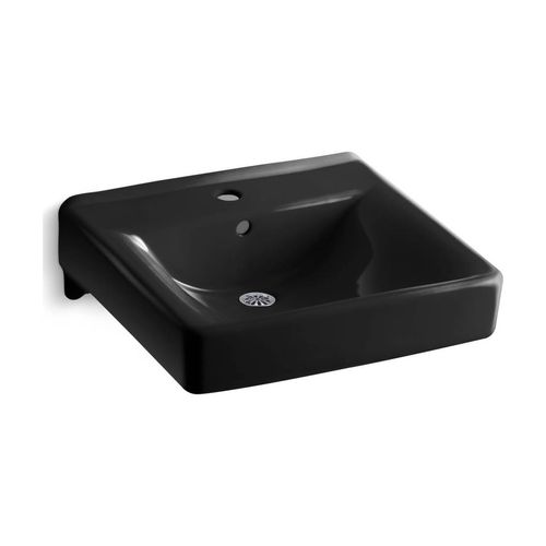 Main product image of 20" X 18" Wall-Mount/Concealed Arm Carrier Bathroom Sink w/ Single Faucet Hole (Black/Black), K-2084-7