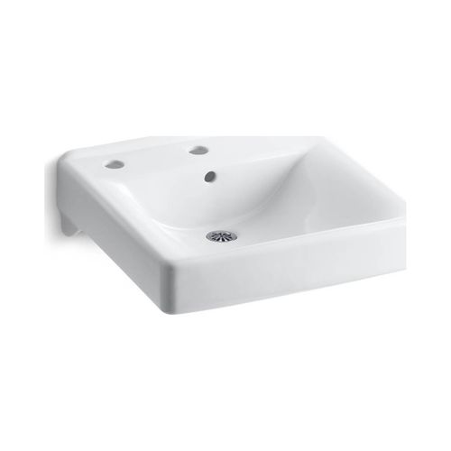 Main product image of 20" X 18" Wall-Mount/Concealed Arm Carrier Bathroom Sink Left-Hand Soap Dispenser Hole (White), K-2084-L-0