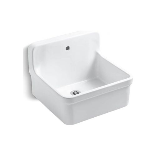 Main product image of 24" X 22" Bracket-Mount Scrub-Up/Plaster Sink w/ Single Faucet Hole (White), K-12784-0