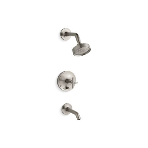 Main product image of Rite-Temp Bath And Shower Trim Kit w/ Push-Button Diverter And Cross Handle, 2.5 GPM (Vibrant Brushed Nickel), K-T14420-3-BN