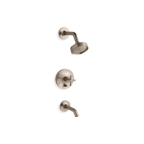 Main product image of Rite-Temp Bath And Shower Trim Kit w/ Push-Button Diverter And Cross Handle, 2.5 GPM (Vibrant Brushed Bronze)