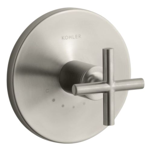 Main product image of Purist Mastershower Temperature Control Valve Trim w/ Cross Handle (Vibrant Brushed Nickel), K-T14488-3-BN