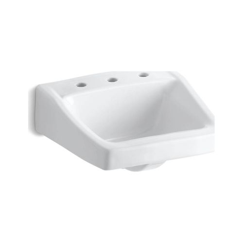 Main product image of 19-1/4" X 17-1/4" Wall-Mount/Concealed Arm Carrier Bathroom Sink w/ 8" Widespread Faucet Hole (White), K-1724-0