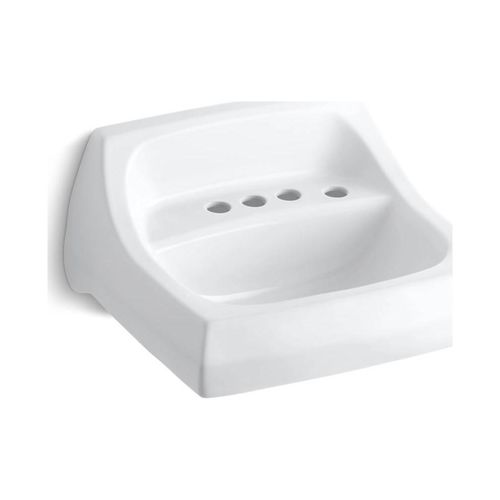 Main product image of 21-1/4" X 18-1/8" Wall-Mount/Concealed Arm Carrier Bathroom Sink w/ 4" Centerset Faucet Holes And Right-Hand Soap Dispenser Hole (White), K-2005-R-0