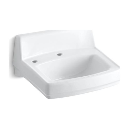Main product image of 20-3/4" X 18-1/4" Wall-Mount/Concealed Arm Carrier Bathroom Sink w/ Single Faucet Hole And Left-Hand Soap Dispenser Hole (White), K-2031-L-0