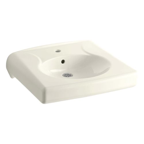 Main product image of Brenham Wall-Mount Or Concealed Carrier Arm Mount Commercial Bathroom Sink w/ Single Faucet Hole (Biscuit), K-1997-1-96