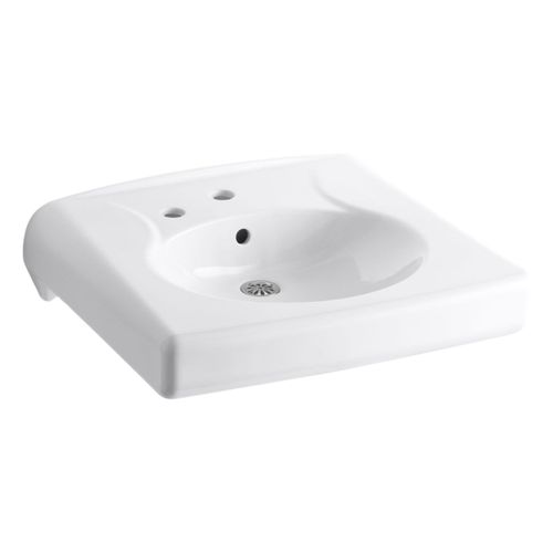 Main product image of Brenham Wall-Mount Or Concealed Carrier Arm Mount Commercial Bathroom Sink w/ Single Faucet Hole And Left-Hand Soap Dispenser Hole (White), K-1997-1L-0