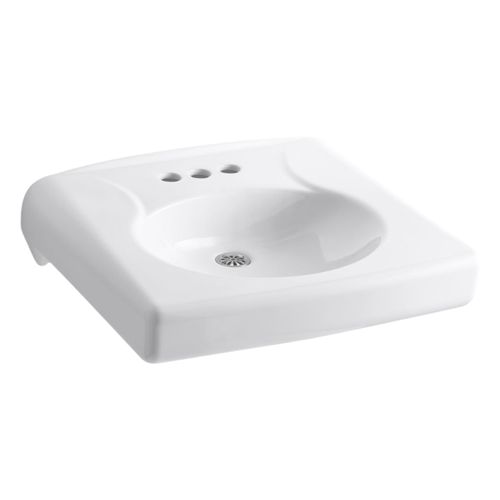 Main product image of Brenham Wall-Mount Or Concealed Carrier Arm Mount Commercial Bathroom Sink w/ 4" Centerset Faucet Holes And No Overflow (White), K-1997-4N-0