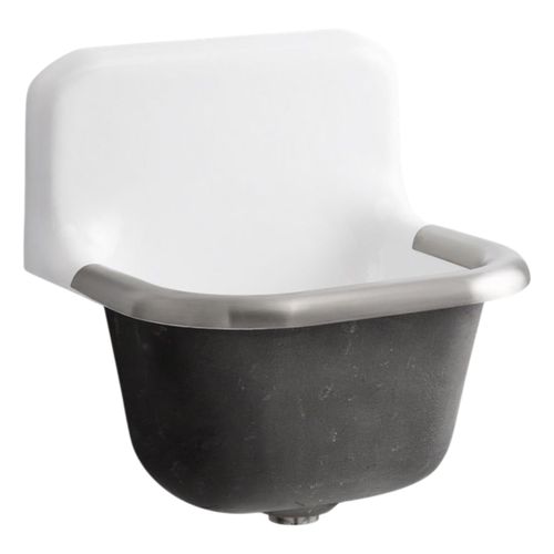 Main product image of Bannon 22-1/4" X 18-1/4" Wall-Mount Or P-Trap Mount Service Sink w/ Rim Guard And Blank Back (White), K-6718-0
