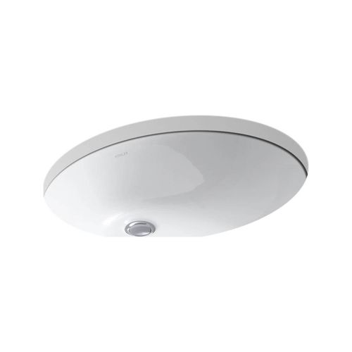Main product image of 21-1/4" Oval Undermount Bathroom Sink w/ Glazed Underside, No Overflow (White), K-2211-G-0