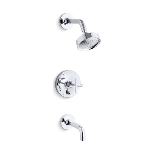 Main product image of Rite-Temp Bath And Shower Trim Kit w/ Push-Button Diverter And Cross Handle, 2.5 GPM (Polished Chrome), K-T14421-3-CP