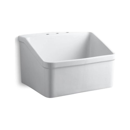 Main product image of 28" X 22" Bracket-Mount Utility Sink w/ 8" Widespread Faucet Holes (White), K-12794-0