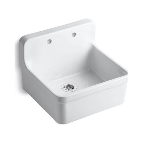 Main product image of 24" Top-/Wall-Mount Single-Bowl Farmhouse Kitchen Sink (White), K-12701-0