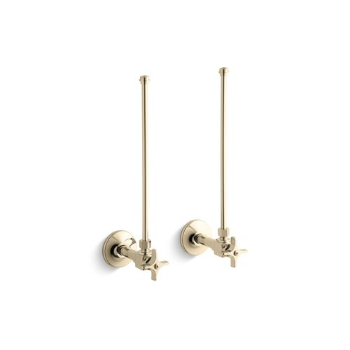 Main product image of Pair 3/8" Npt Angle Supplies w/ Stop, Cross Handle And Annealed Vertical Tube (Vibrant French Gold), K-7605-P-AF