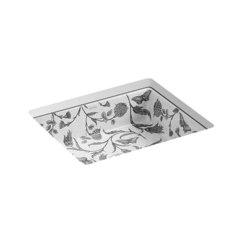 Main product image of 19-3/4" Rectangular Undermount Bathroom Sink, No Overflow (Botanical Study), K-14275-BT-0