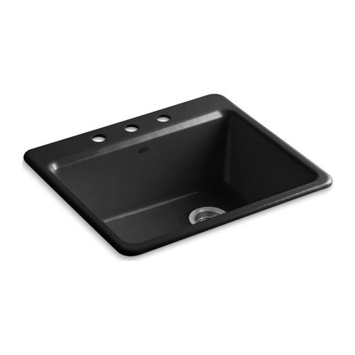 Main product image of 25" Top-Mount Single-Bowl Kitchen Sink (Black/Black), K-5872-3A1-7