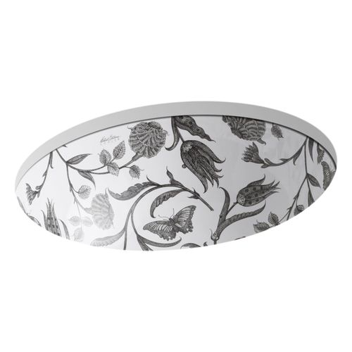 Main product image of Botanical Study Caxton 19-1/4" Oval Undermount Bathroom Sink, No Overflow (Botanical Study), K-14218-BT-0