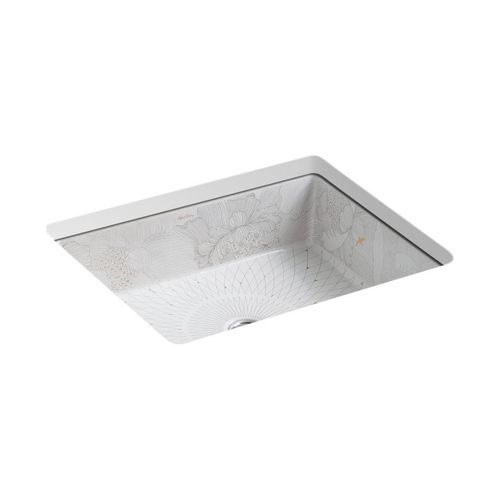 Main product image of 19-3/4" Square Undermount Bathroom Sink, No Overflow (Empress Bouquet), K-14275-SMC-0