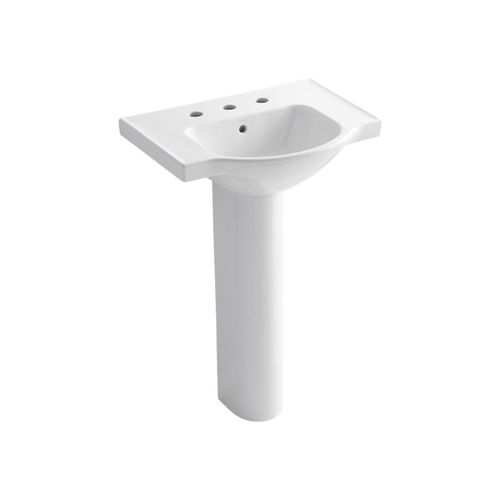 Main product image of Veer 24" Rectangular Pedestal Bathroom Sink (White), K-5266-8-0