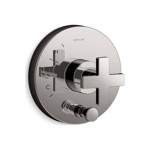 Main product image of Rite-Temp Valve Trim w/ Push-Button Diverter And Cross Handle (Vibrant Titanium)