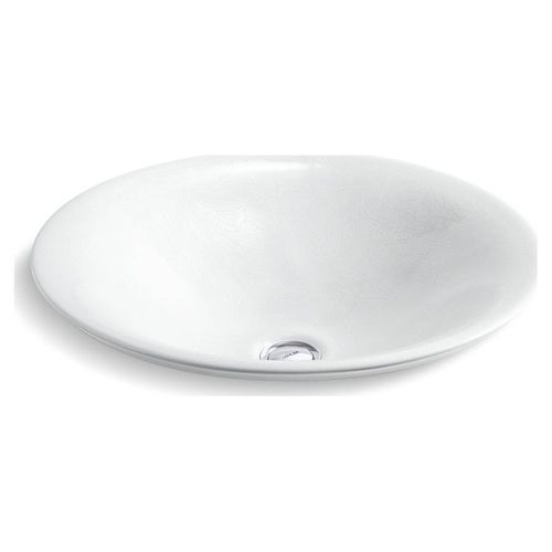 Main product image of 17-1/2" Round Drop-In Bathroom Sink, No Overflow (White Sartorial Paisley), K-75748-FP1-0