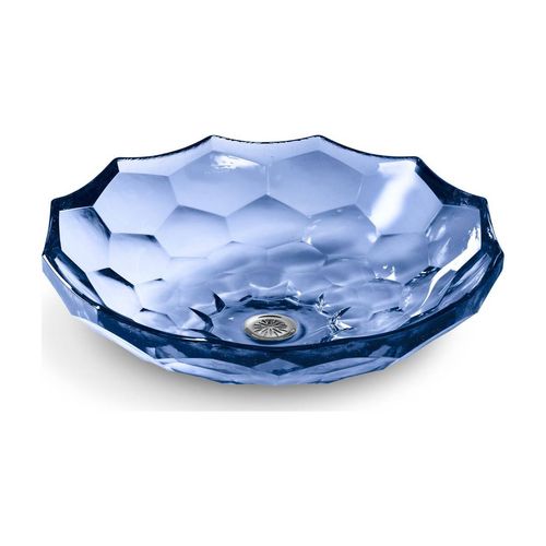 Main product image of 17-1/2" Round Vessel Bathroom Sink, No Overflow (Translucent Sapphire), K-2373-TG6