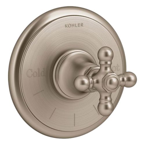 Main product image of Artifacts Mastershower Temperature Control Valve Trim w/ Cross Handle (Vibrant Brushed Bronze), K-T72769-3-BV