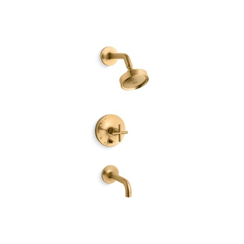 Main product image of Rite-Temp Bath And Shower Trim Kit w/ Push-Button Diverter And Cross Handle, 2.5 GPM (Vibrant Brushed Moderne Brass)