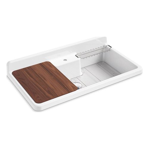 Main product image of 45" Top-/Wall-Mount Single-Bowl Workstation Farmhouse Kitchen Sink (White), K-21103-1HW-0