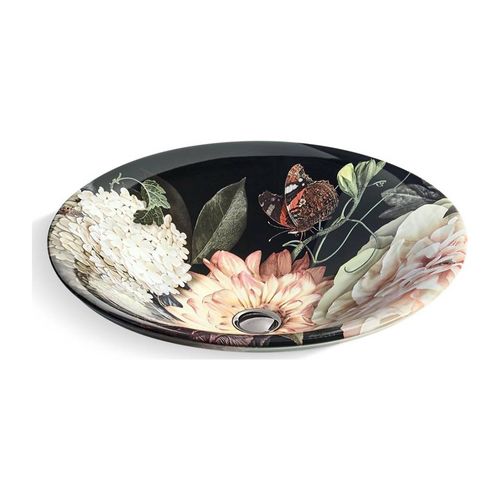 Main product image of 17-3/4" Round Drop-In Bathroom Sink, No Overflow (Blush Floral), K-30333-DM1-0