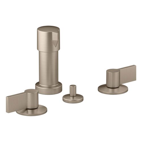 Main product image of Widespread Bidet Faucet w/ Lever Handles (Vibrant Brushed Bronze), K-77983-4-BV
